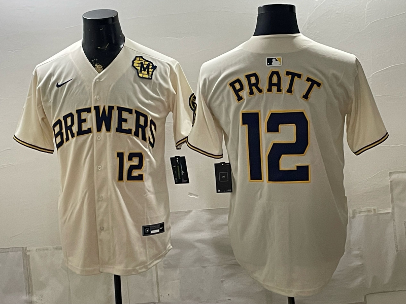 Men 2026 Milwaukee Brewers #12 Pratt cream Game Nike MLB Jersey 082201->milwaukee brewers->MLB Jersey